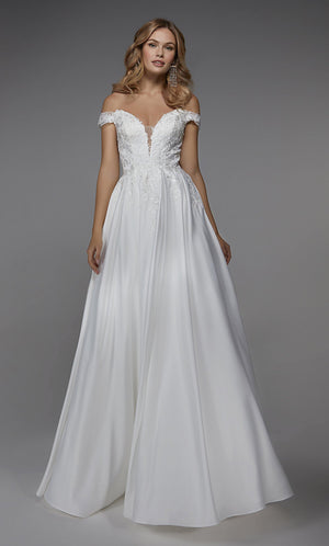 UNK-7034. Long Wedding Dress, Off The Shoulder, A-line image 2