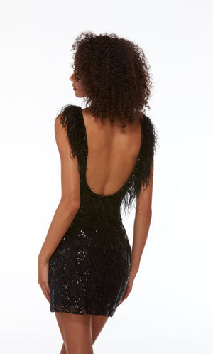 UNK-4676. Short, Plunging Neckline, Straight, Open Back image 2