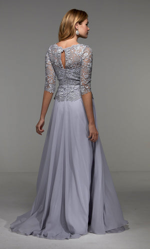 UNK-27470. Long Formal Dress, Illusion Neckline, Flowy image 3