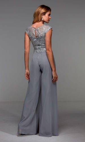 UNK-27488. Long Formal Playsuit, Illusion Neckline, Jumpsuit image 9