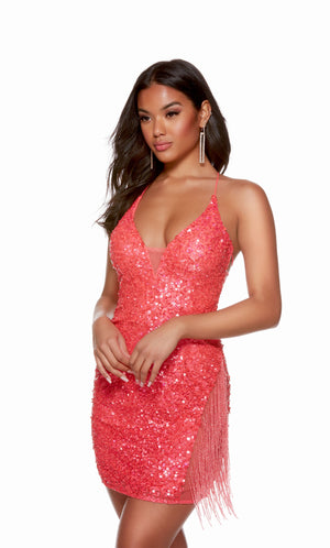 UNK-4624. Short, Plunging Neckline, Straight, Open Back image 13