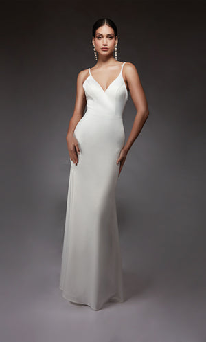 UNK-7090. Long, V-neck, Straight, Open Back image 2