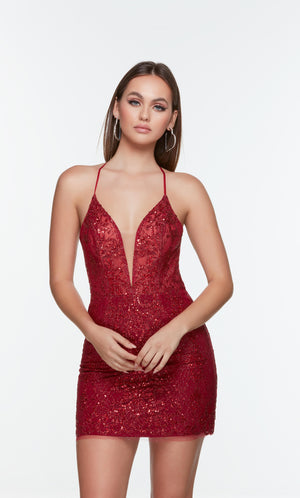 UNK-4513. Short, Plunging Neckline, Straight image 0