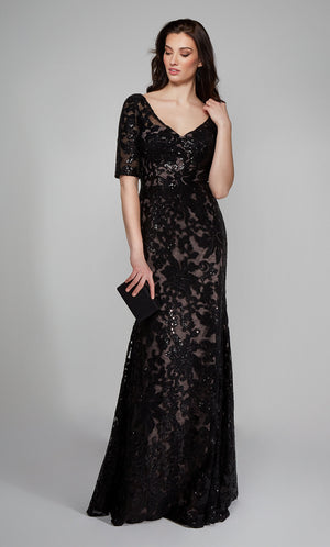 UNK-27497. Long Formal Dresses, Illusion Neckline, Fit N Flare image 0