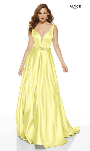UNK-1422. Long, Plunging Neckline, A-Line image 10