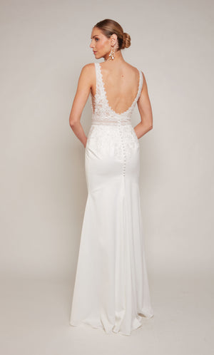 UNK-7097. Long, V-neck, Straight, Open Back image 4