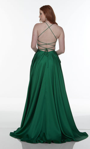 UNK-1722. Long Slit Dress, Plunging Neckline, Flowy image 3
