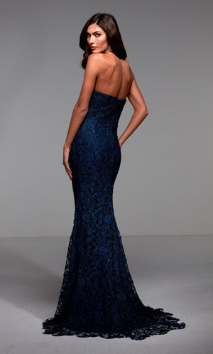 UNK-27496. Long Fitted Dress, Sweetheart Neckline, Fit N Flare image 3