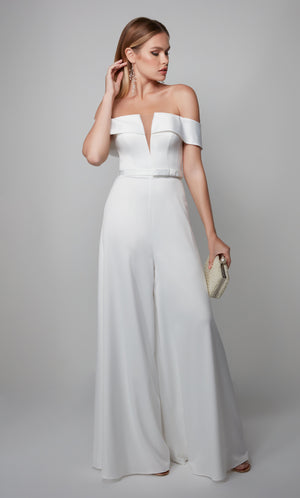 UNK-70012. Long, Off The Shoulder, Jumpsuit image 2