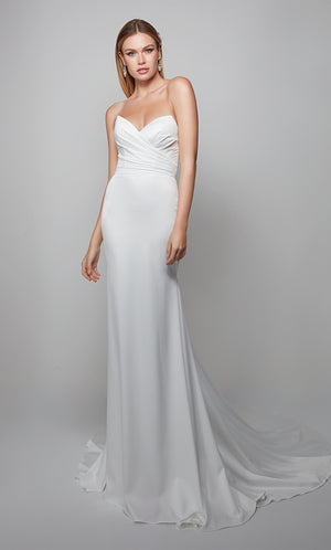 UNK-7056. Long, Strapless, Straight, Lace-up Back image 5