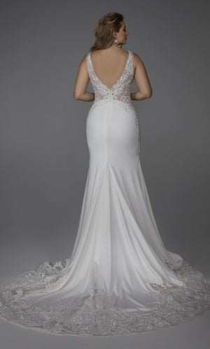 UNK-Wedding Dress: 5065. Long, Plunging Neckline, Mermaid image 1