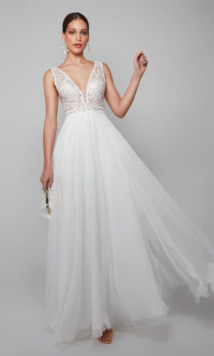 UNK-7072. Long, Plunging Neckline, A-line image 3