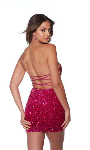 UNK-4605. Short, Strapless, Straight, Lace-up Back image 11