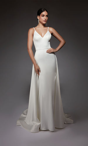UNK-7090. Long, V-neck, Straight, Open Back image 0