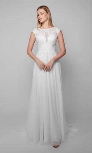 UNK-7073. Long, Illusion Neckline, A-line image 2