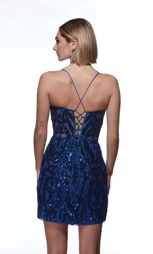 UNK-4900. Short, V-neck, Straight, Strappy Back image 7