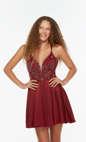 UNK-3112. Short, Plunging Neckline, A-line image 4