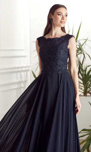 UNK-27504. Long Formal Dress, Illusion Neckline, Flowy image 2