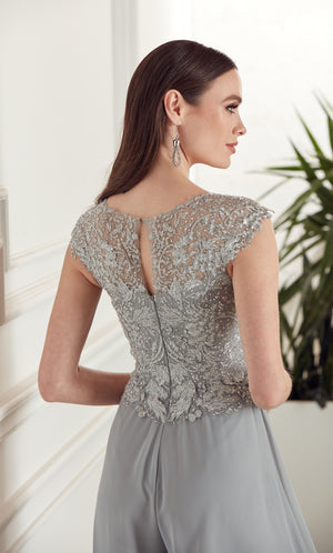 UNK-27488. Long Formal Playsuit, Illusion Neckline, Jumpsuit image 2