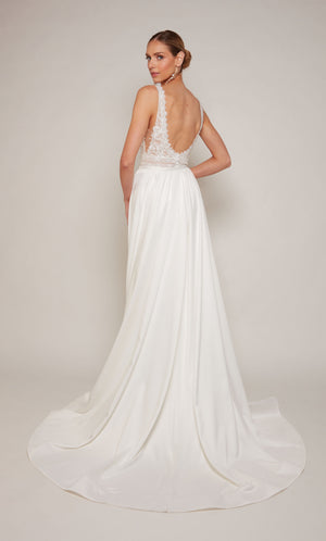 UNK-7097. Long, V-neck, Straight, Open Back image 1