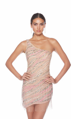 UNK-84011. Short, One Shoulder, Straight, Zip Up Back image 3