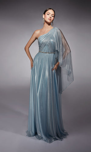 UNK-27719. Long, One Shoulder, Flowy, Closed Back image 3