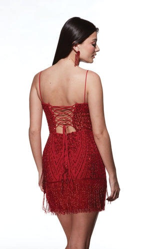 UNK-4805. Short, Scoop Neck, Straight, Lace-up Back image 7