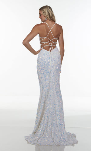 UNK-61186. Long Cut Out Dress, Scoop Neck, Straight image 5