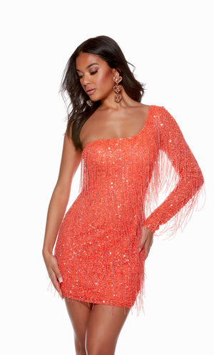 UNK-4646. Short, One Shoulder, Straight, Closed Back image 0