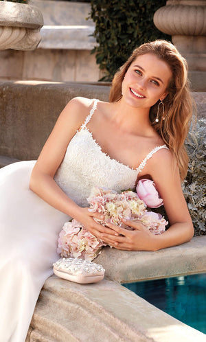 UNK-7018. Long, Square Neckline, Flowy, Lace Up Back image 1