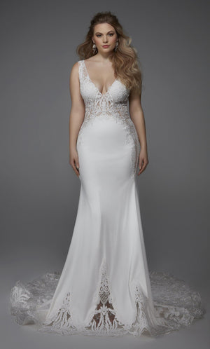 UNK-Wedding Dress: 5065. Long, Plunging Neckline, Mermaid image 2