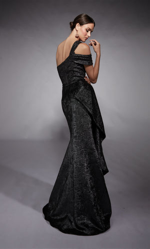 UNK-27734. Long, One Shoulder, Fit N Flare, Closed Back image 1