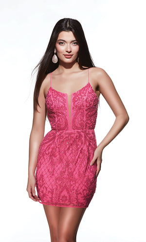 UNK-4842. Short, Plunging Neckline, Straight image 4