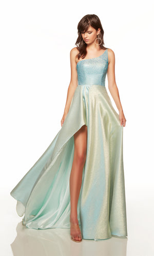 UNK-1772. Long, One Shoulder, High-low, Strappy Back image 2