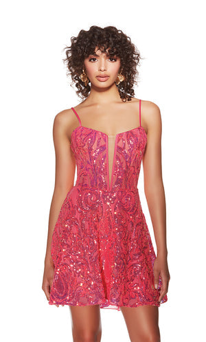 UNK-3768. Short, Plunging Neckline, A-line image 0