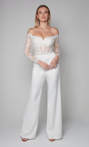 UNK-70018. Long, Off The Shoulder, Jumpsuit image 3