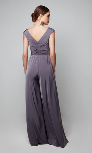 UNK-27559. Long, V-neck, Jumpsuit, V Shaped Back image 2