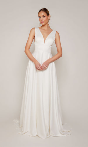 UNK-7096. Long, V-neck, A-line, V Shaped Back image 2