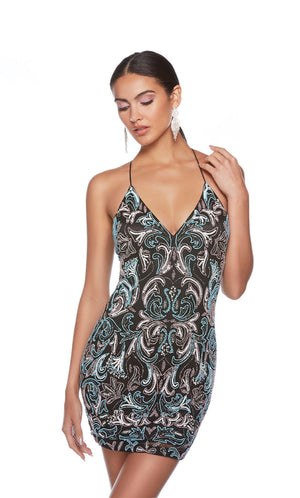 UNK-84015. Short, V Neckline, Straight, Strappy Back image 2