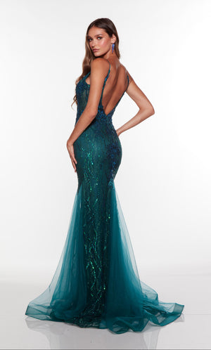 UNK-61419. Long, Plunging Neckline, Fit N Flare image 1