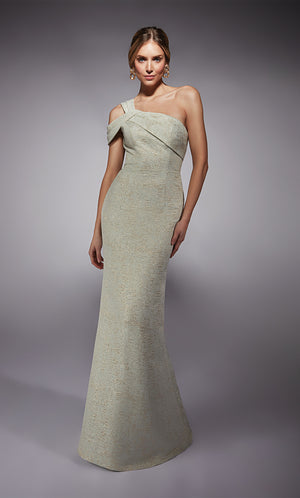 UNK-27749. Long, One Shoulder, Fit N Flare, Closed Back image 2