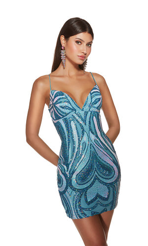 UNK-4899. Short, V-neck, Straight, Strappy Back image 0