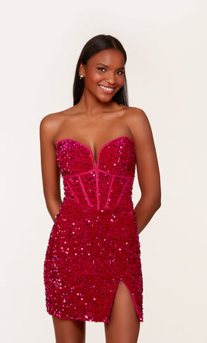 UNK-4745. Short, Strapless, Straight, Lace-up Back image 0
