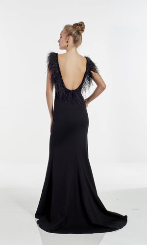 UNK-60905. Long, Plunging Neckline, Fit N Flare image 1