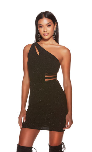 UNK-4821. Short, One Shoulder, Straight, Lace-up Back image 2