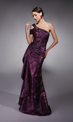 UNK-27701. Long, One Shoulder, Fit N Flare, Closed Back image 2