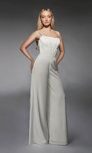 UNK-70070. Long, Scoop Neck, Jumpsuit, Closed Back image 3