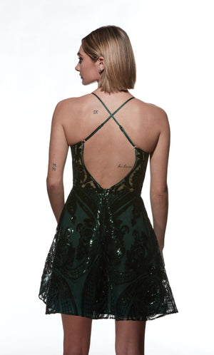 UNK-3775. Short, Plunging Neckline, A-line image 4