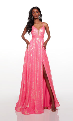 UNK-61398. Long, Plunging Neckline, A-line image 3