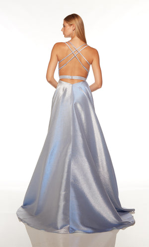 UNK-1768. Long, Plunging Neckline, A-line, Strappy Back image 3